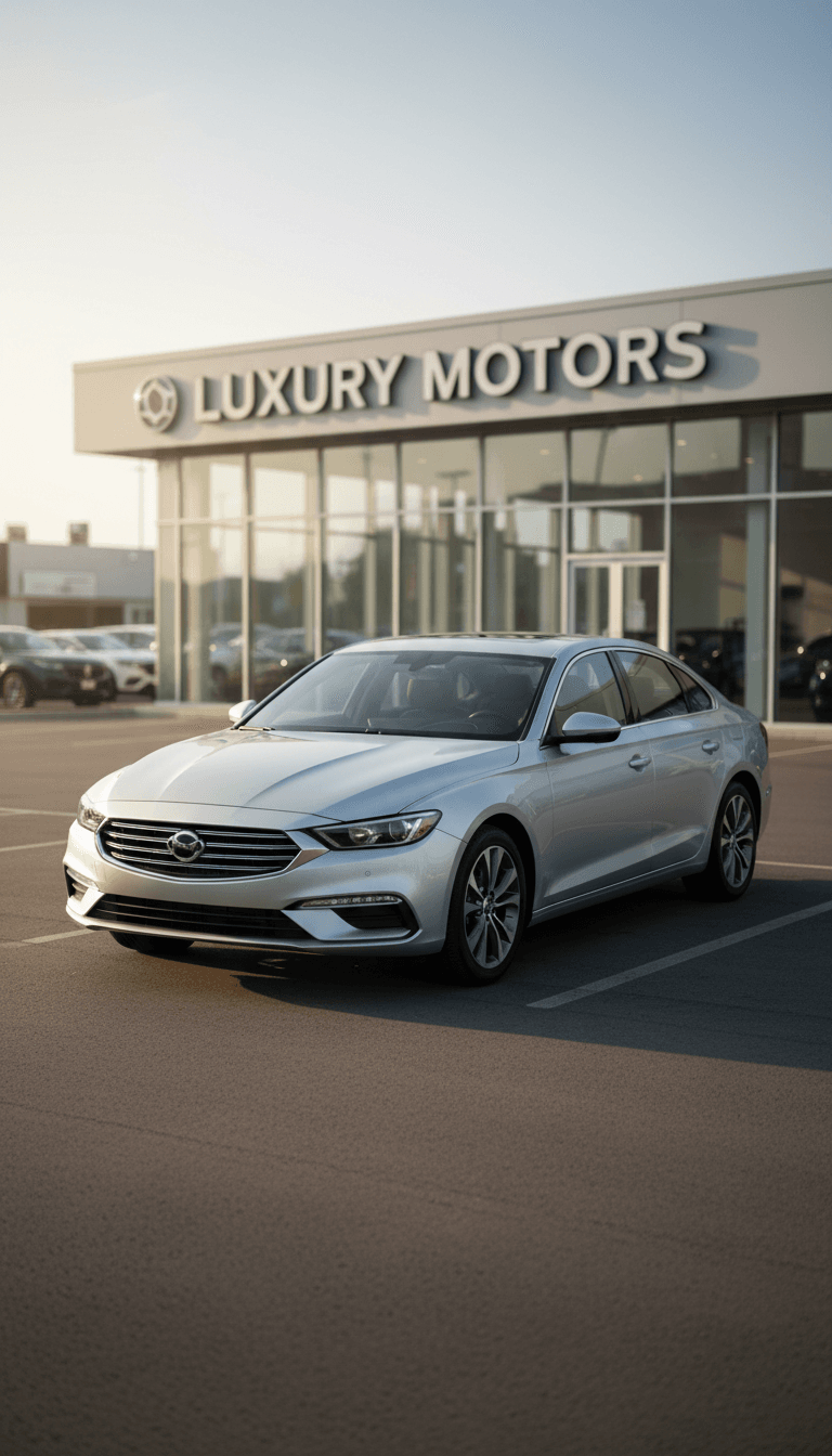 Silberner Mittelklasse-Wagen in modernem Fahrzeugbestand